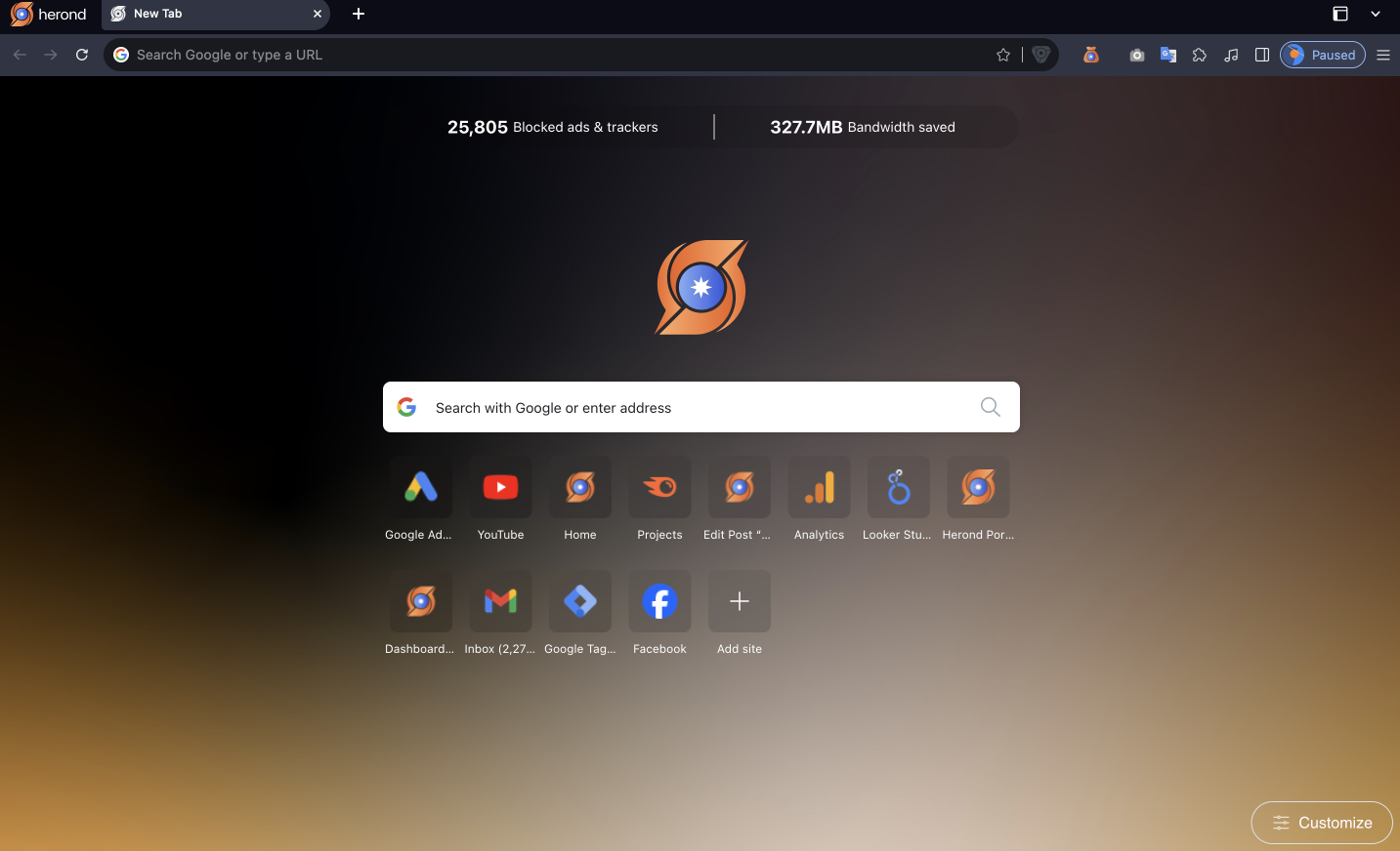 Herond browser UI