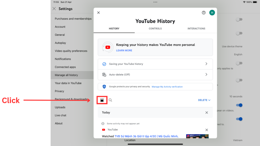 Filter Watch History by Date Youtube: On Youtube Mobile App 4