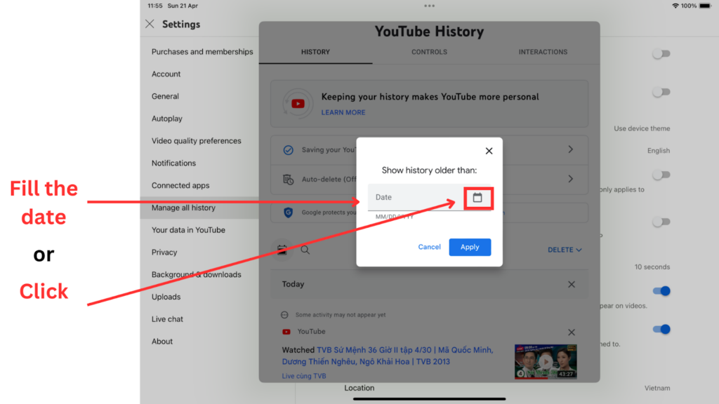 Filter Watch History by Date Youtube: On Youtube Mobile App 5