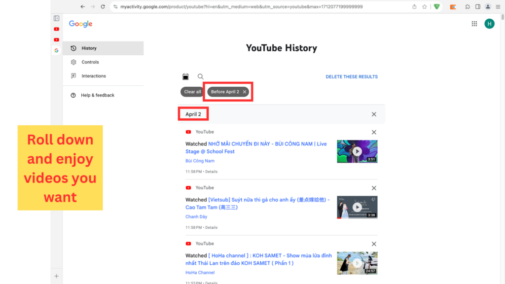 Filter Watch History by Date Youtube: On Youtube Website 7