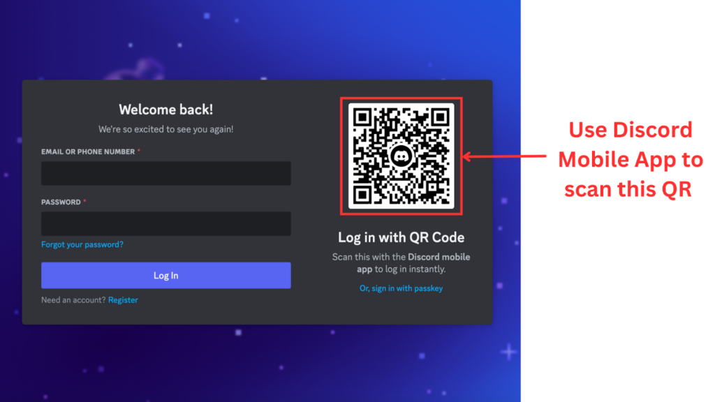Step 2: Use Discord Mobile App to scan the QR Code on Desktop App / Browser screen