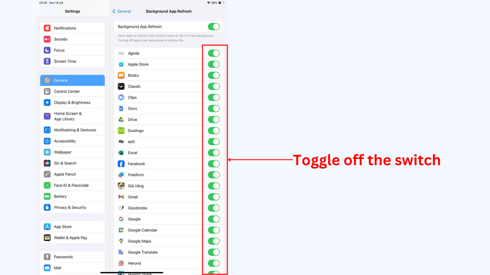 Method 2: Disable Background App Refresh for Individual Apps