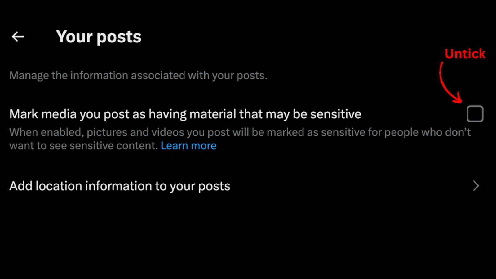 How to remove the sensitive content warning from your tweets