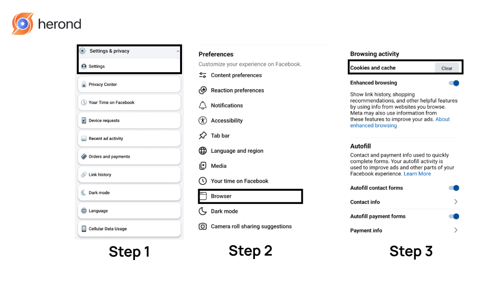 How to clear cache on Facebook?