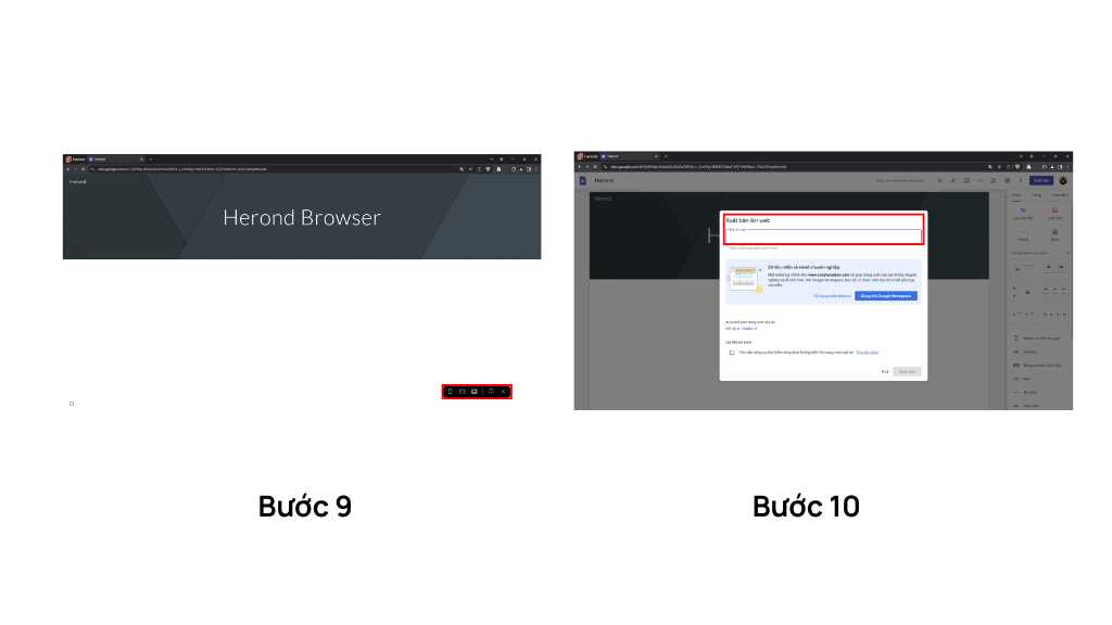 Hướng dẫn cách tạo web miễn phí trên google bằng trình duyệt Herond Browser