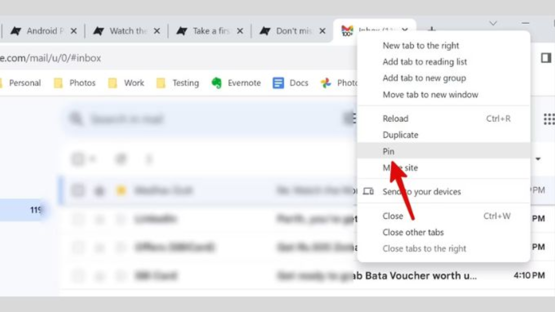 Sử dụng Tính năng "Ghim Tab" cho Tab Quan Trọng