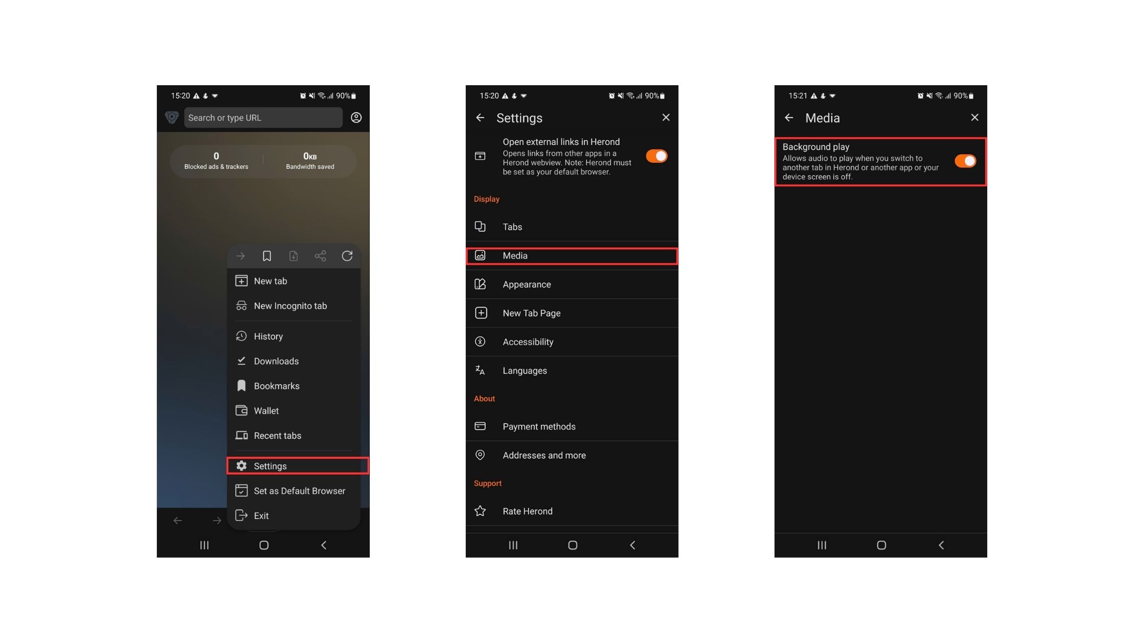Step-by-Step Guide to turn on background music while using Herond