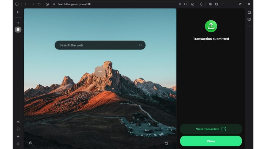Khi giao dịch hoàn tất thành công, xác minh ngay các chi tiết và hash giao dịch chỉ với một cú nhấp vào View Transaction (Xem giao dịch), giúp bạn kiểm soát hoàn toàn trong từng bước.