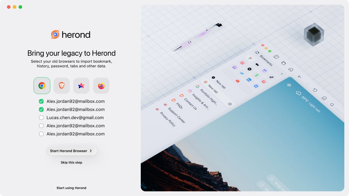 Bước 2: Nhập thông tin cũ của bạn với Herond